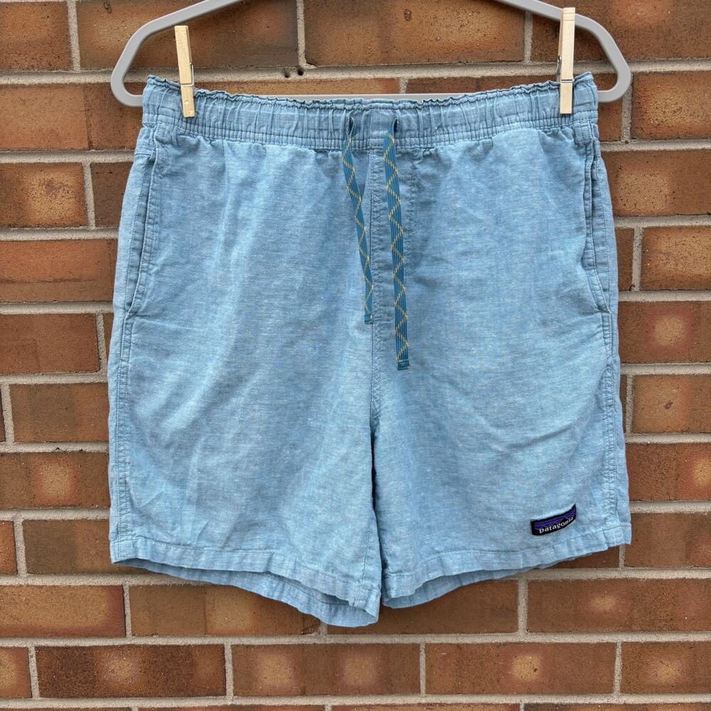 Patagonia Mens Small Baggies Naturals Shorts Organic Cotton Blue Drawstring